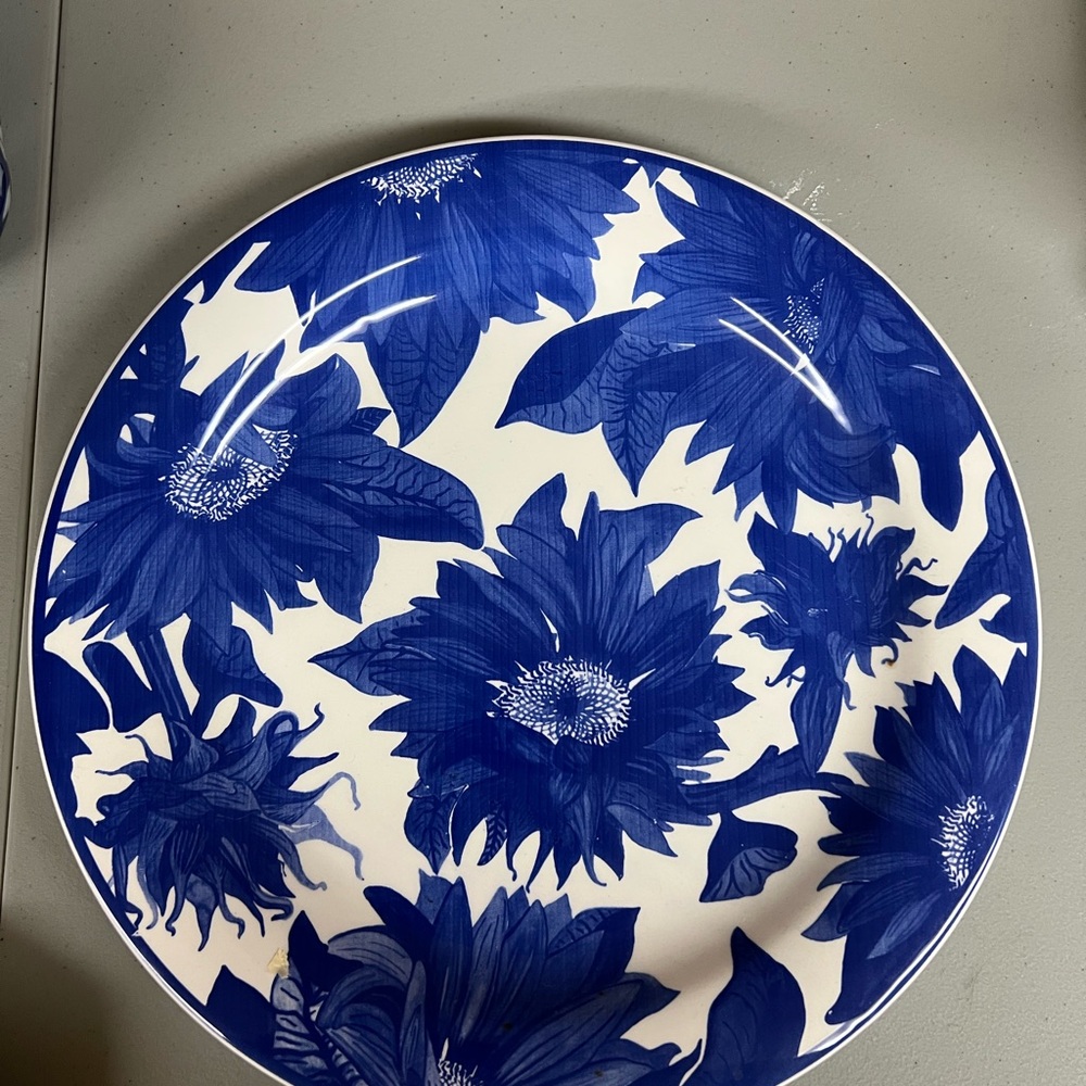 Blue Floral Decorative Plate